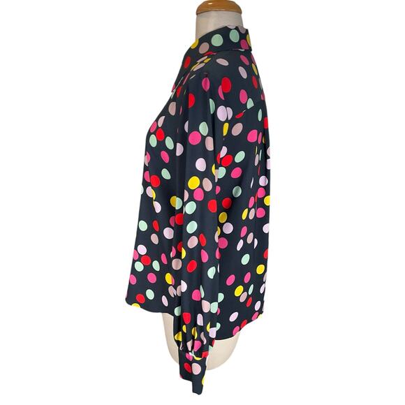 Halogen x Atlantic-Pacific Multicolor Polka Dot Button-Up Blouse Size Small NWOT - Picture 4 of 10